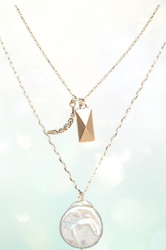 FRESHWATER PEARL LAYERED PENDANT NECKLACE