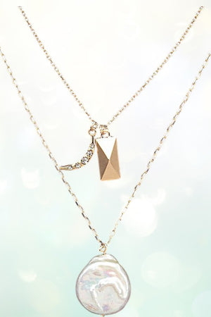 FRESHWATER PEARL LAYERED PENDANT NECKLACE