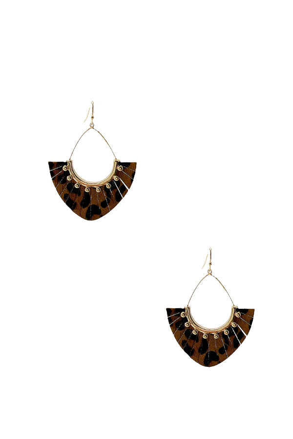 Animal Print Fringe Drop Earring