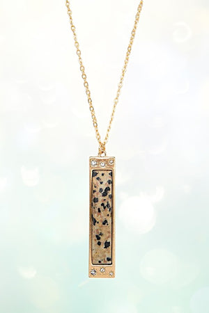 SEMI PRECIOUS BAR PENDANT NECKLACE