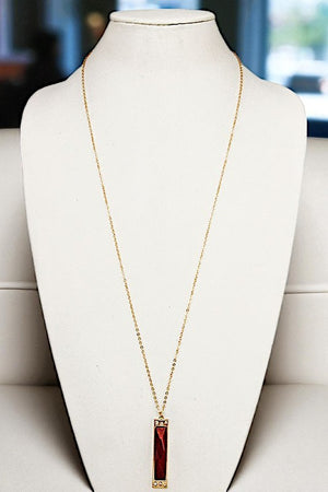 SEMI PRECIOUS BAR PENDANT NECKLACE