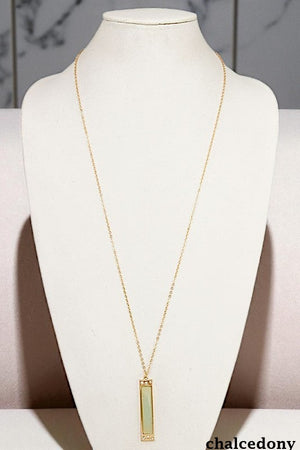 SEMI PRECIOUS BAR PENDANT NECKLACE