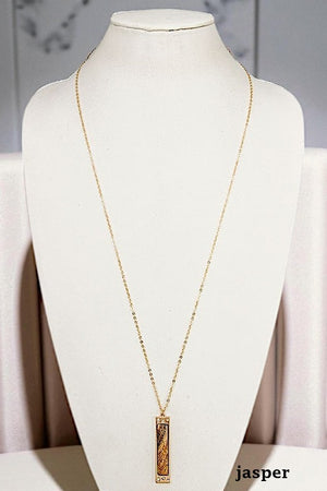 SEMI PRECIOUS BAR PENDANT NECKLACE
