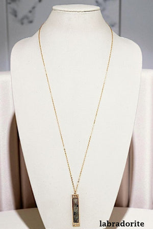 SEMI PRECIOUS BAR PENDANT NECKLACE