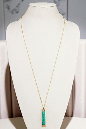 SEMI PRECIOUS BAR PENDANT NECKLACE