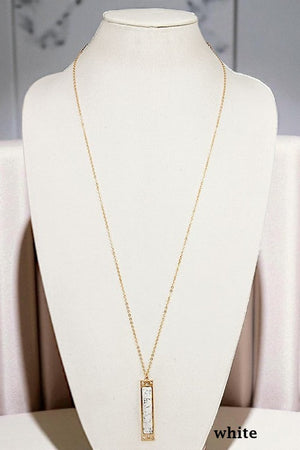 SEMI PRECIOUS BAR PENDANT NECKLACE