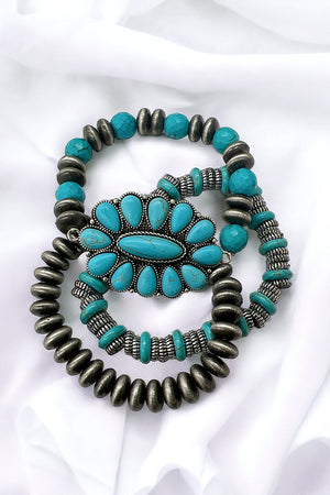 Concho Gem Bead Stretch Bracelet