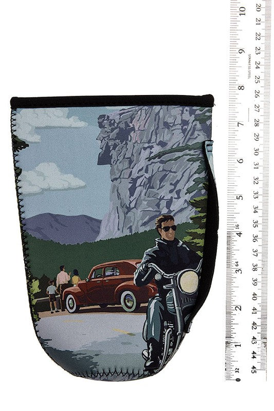 Motorcyclist Print Long Cup Sleeve