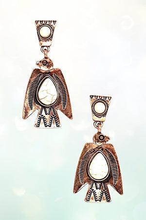 TRIBAL BIRD ETCHED DANGLE EARRING