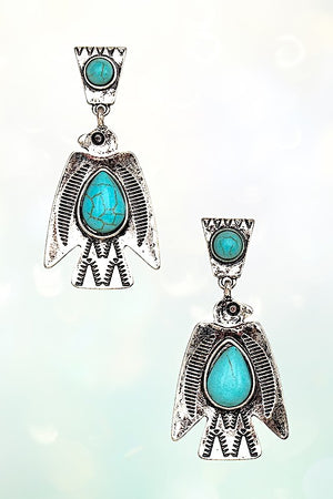 TRIBAL BIRD ETCHED DANGLE EARRING