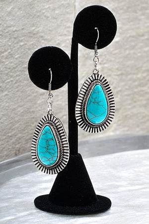 LINE FRAMED TEARDROP GEM EARRING