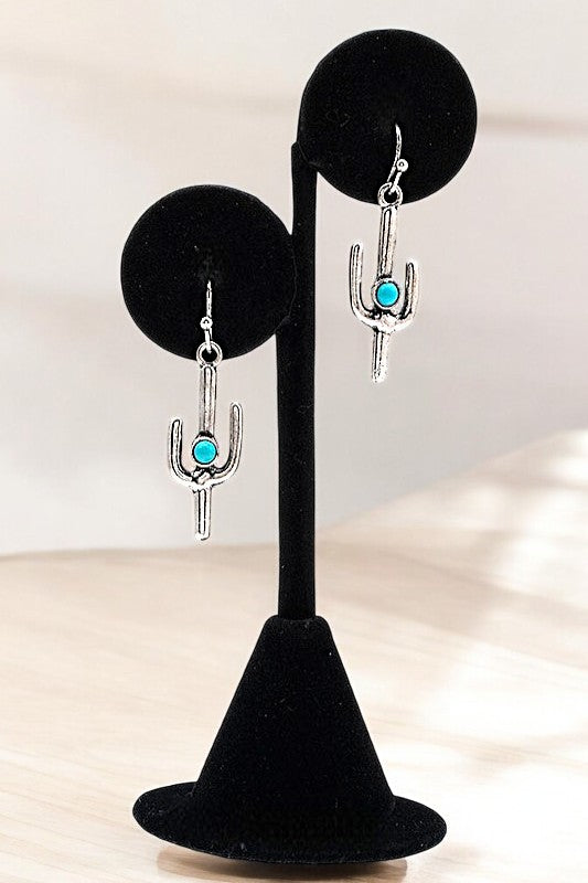 CACTUS GEM ACCENT DANGLE EARRING