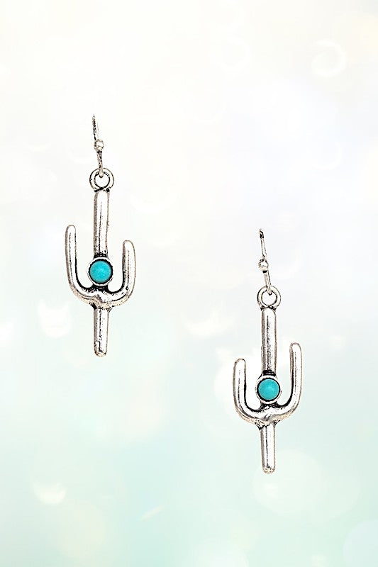 CACTUS GEM ACCENT DANGLE EARRING