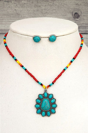 TQ GEM PENDANT BEADED NECKLACE SET