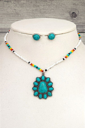 TQ GEM PENDANT BEADED NECKLACE SET