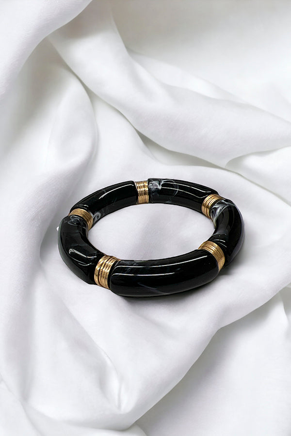 Acetate Curved Bar Stone Link Bracelet