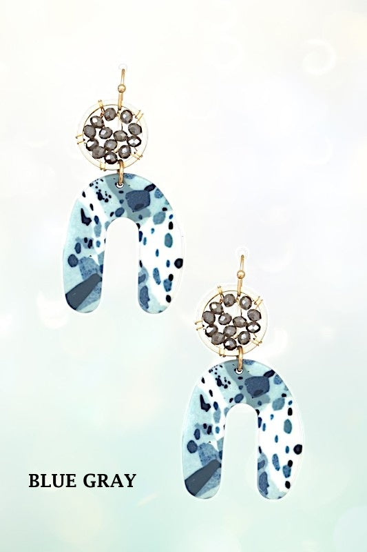 CLAY GLASS BEAD U DROP EARRING