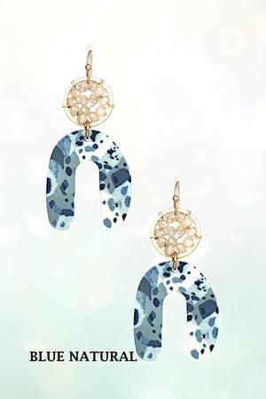 CLAY GLASS BEAD U DROP EARRING