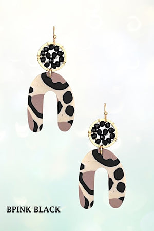 CLAY GLASS BEAD U DROP EARRING