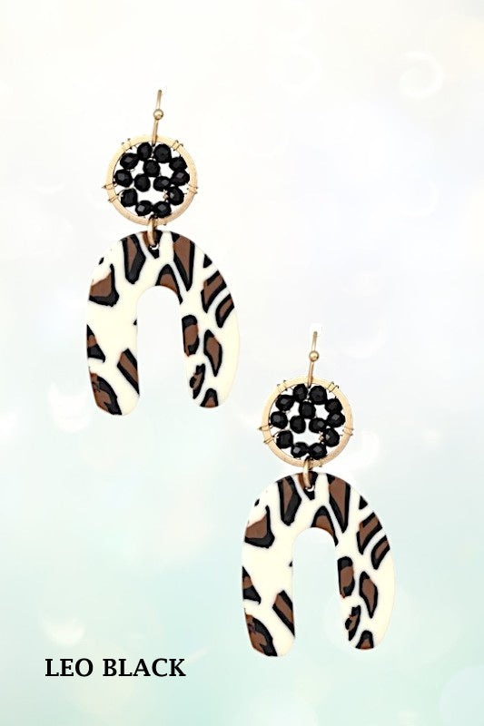 CLAY GLASS BEAD U DROP EARRING