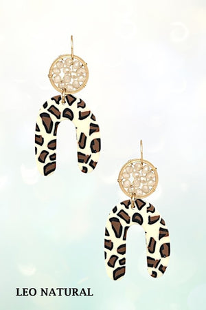 CLAY GLASS BEAD U DROP EARRING