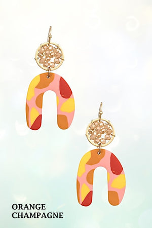 CLAY GLASS BEAD U DROP EARRING