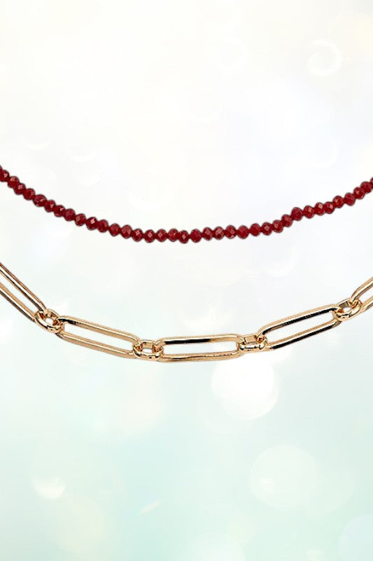 GLASS BEAD CHAIN NECKLACE SET