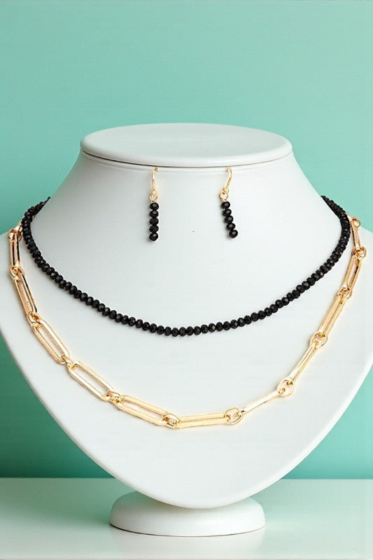 GLASS BEAD CHAIN NECKLACE SET