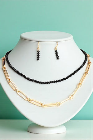 GLASS BEAD CHAIN NECKLACE SET