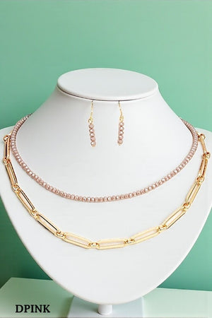 GLASS BEAD CHAIN NECKLACE SET