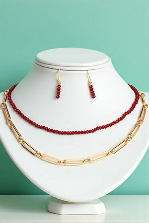 GLASS BEAD CHAIN NECKLACE SET