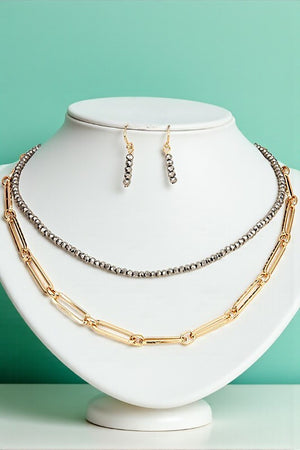 GLASS BEAD CHAIN NECKLACE SET