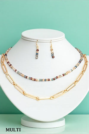 GLASS BEAD CHAIN NECKLACE SET