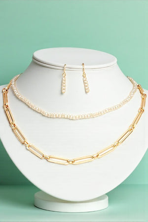 GLASS BEAD CHAIN NECKLACE SET