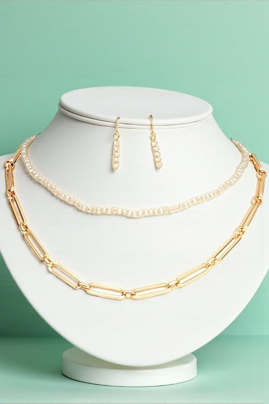 GLASS BEAD CHAIN NECKLACE SET