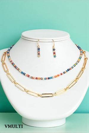 GLASS BEAD CHAIN NECKLACE SET