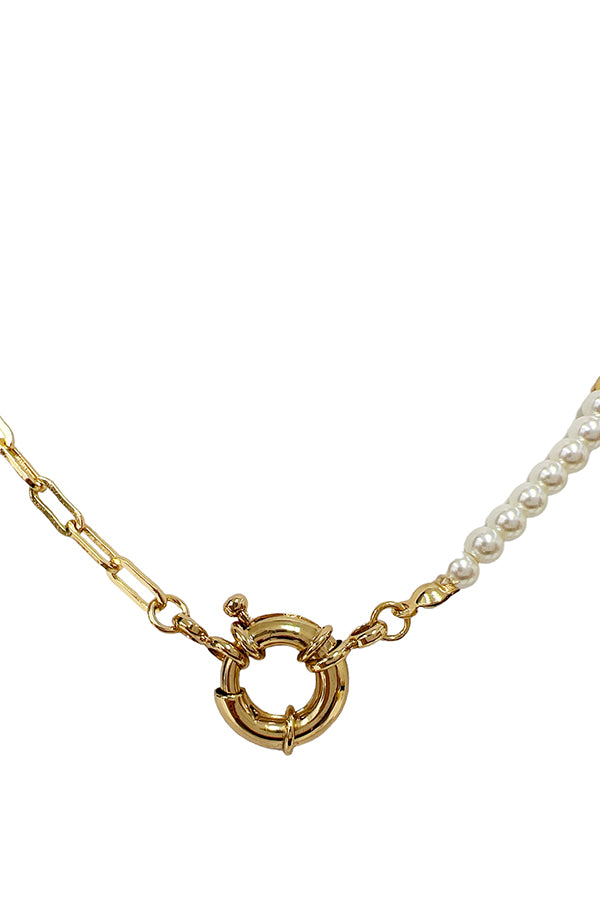 Pearl Chain Link Necklace Set