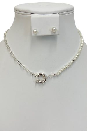 Pearl Chain Link Necklace Set