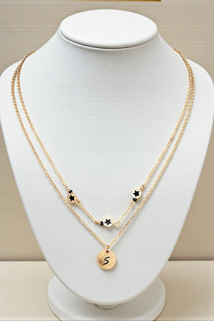 STAR ETCHED ROUND COINS ACCENT LAYERED NECKLACE