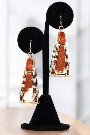 ANIMAL PRINT BEAD FRAME EARRING