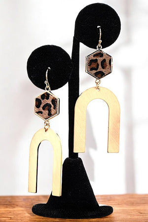 U METAL ANIMAL PRINT DANGLE EARRING