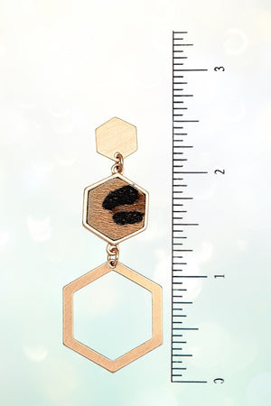 HEXAGON TRIPLE LINK DANGLE EARRING