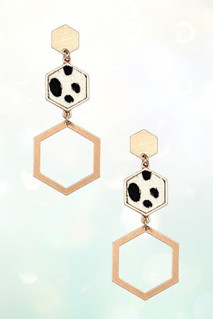 HEXAGON TRIPLE LINK DANGLE EARRING