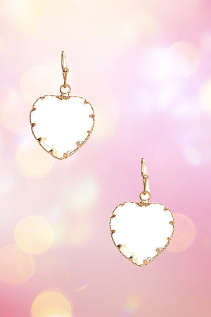 FACETED GEM HEART DANGLE EARRING