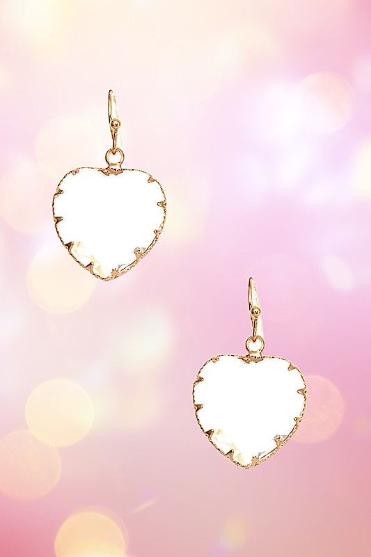 FACETED GEM HEART DANGLE EARRING