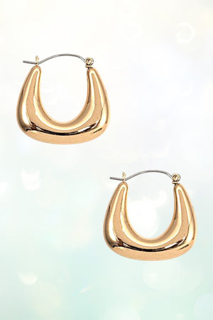 PUFFED RECTANGULAR HOOP EARRING