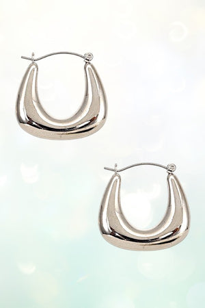 PUFFED RECTANGULAR HOOP EARRING