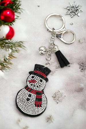 Rhinestone Snowman Keychain