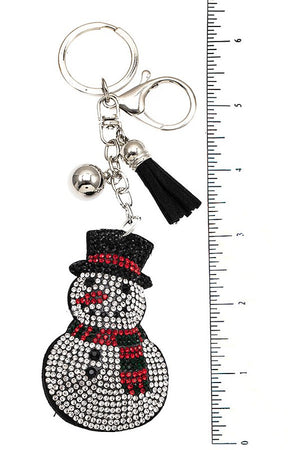 Rhinestone Snowman Keychain