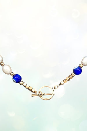 ROUND EVIL EYE FRESHWATER PEARL NECKLACE